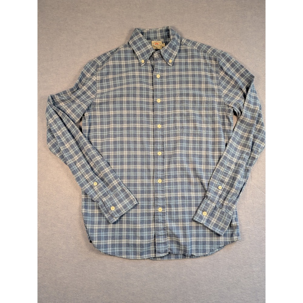 Faherty Button Down Shirt Mens S Blue Plaid Stretch Cotton Long Sleeve Excellent